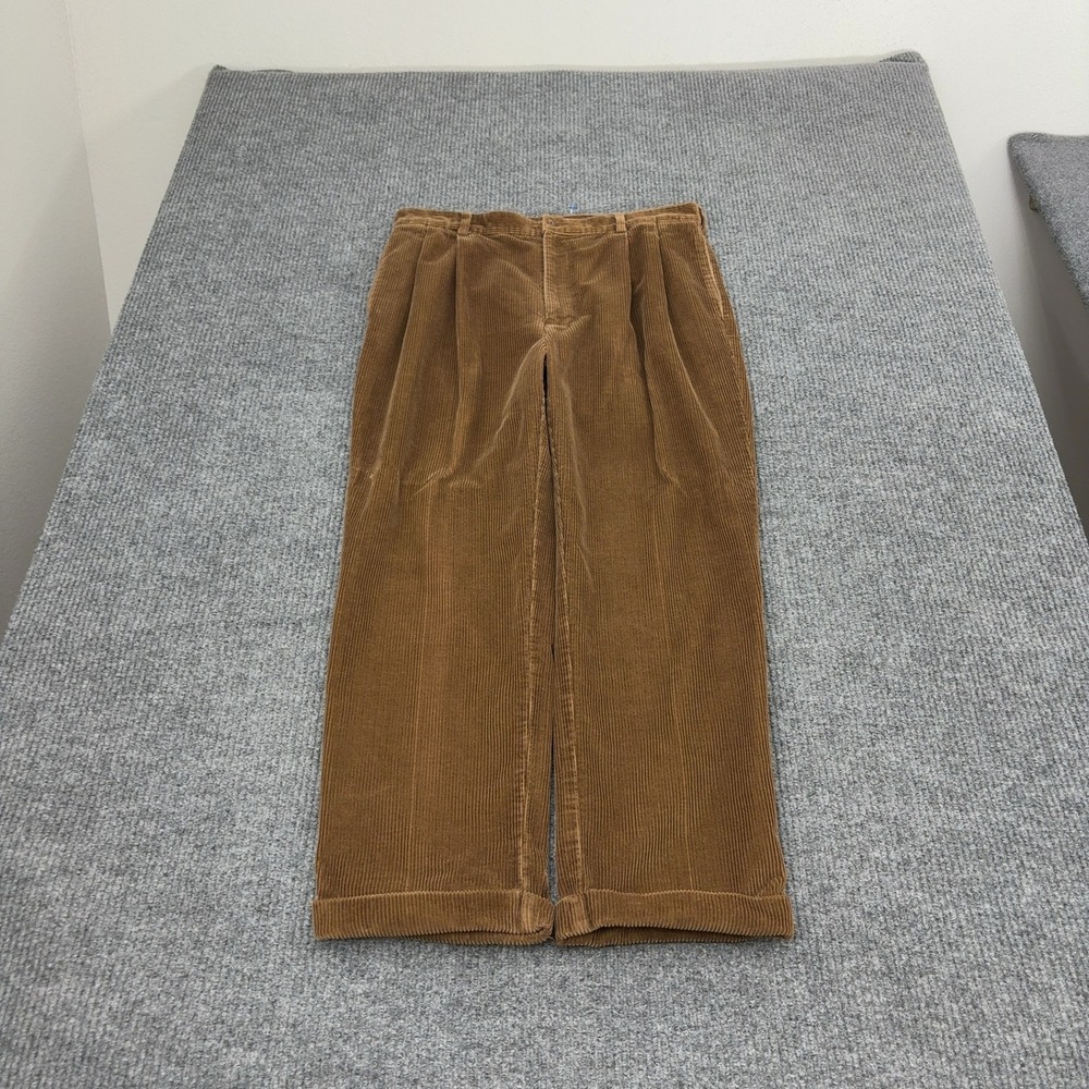 Jos A Bank Corduroy Pants Mens 36 Brown Cotton Pleated Cuffed Classic Retro